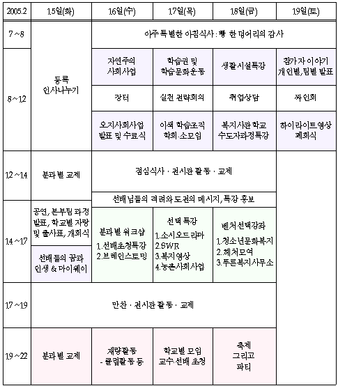 정예화캠프 일정표